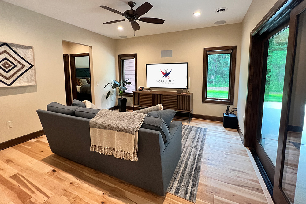 Hallway with accessible doorways and smart lighting
